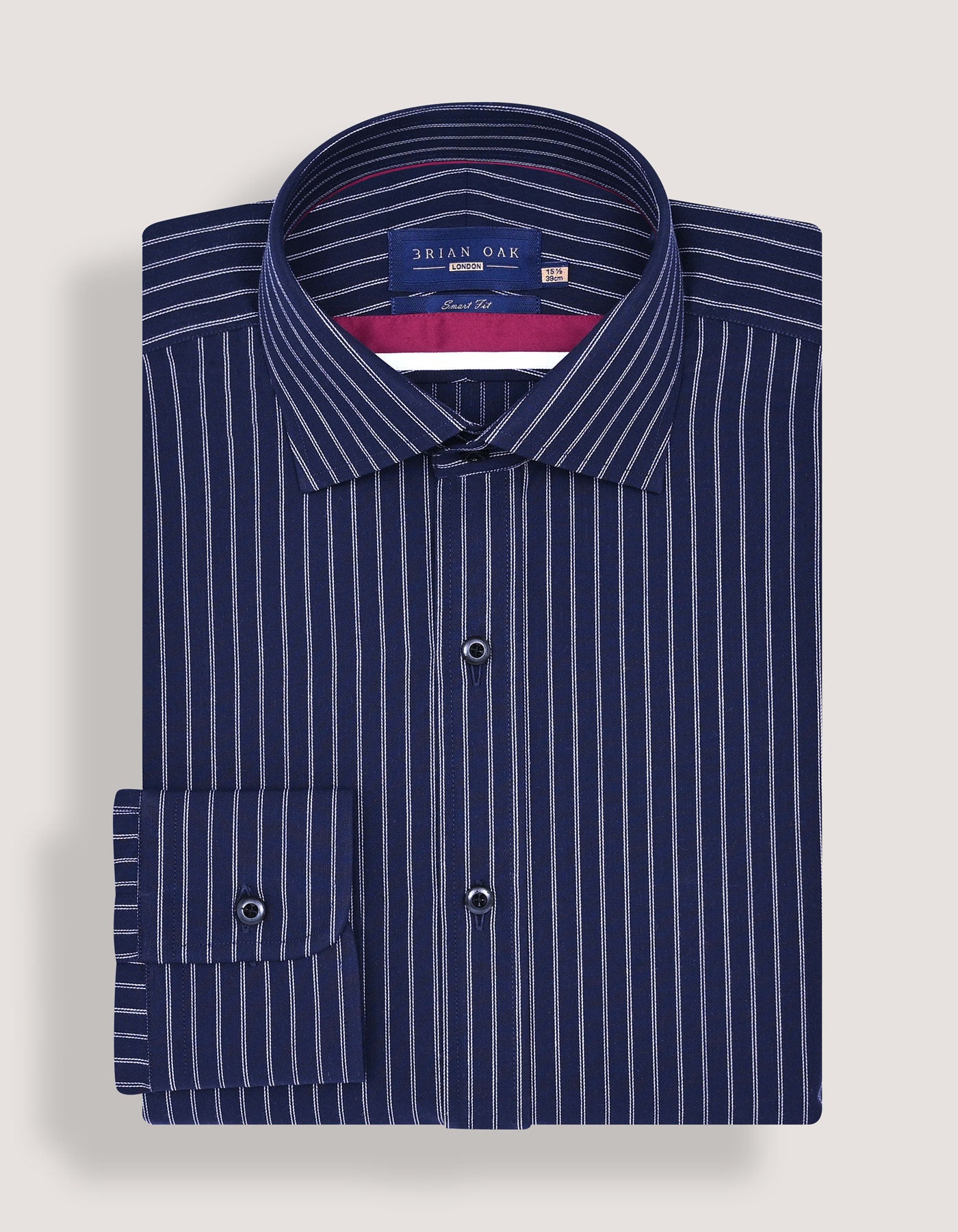 Navy and White Striped Dress Shirt