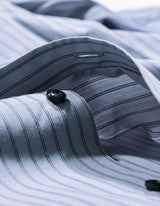 Navy Striped Grey Dress Shirt