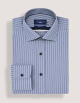 Navy Striped Grey Dress Shirt