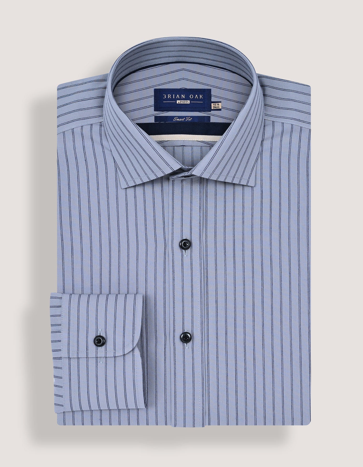 Navy Striped Grey Dress Shirt