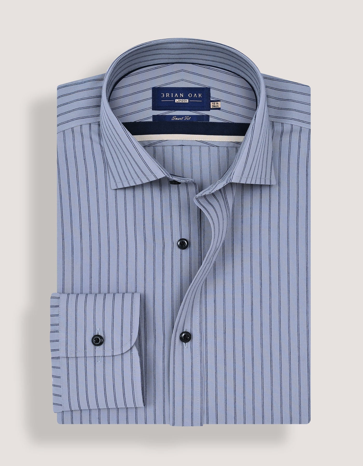 Navy Striped Grey Dress Shirt