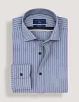 Navy Striped Grey Dress Shirt