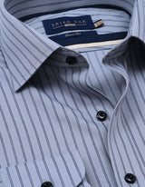 Navy Striped Grey Dress Shirt