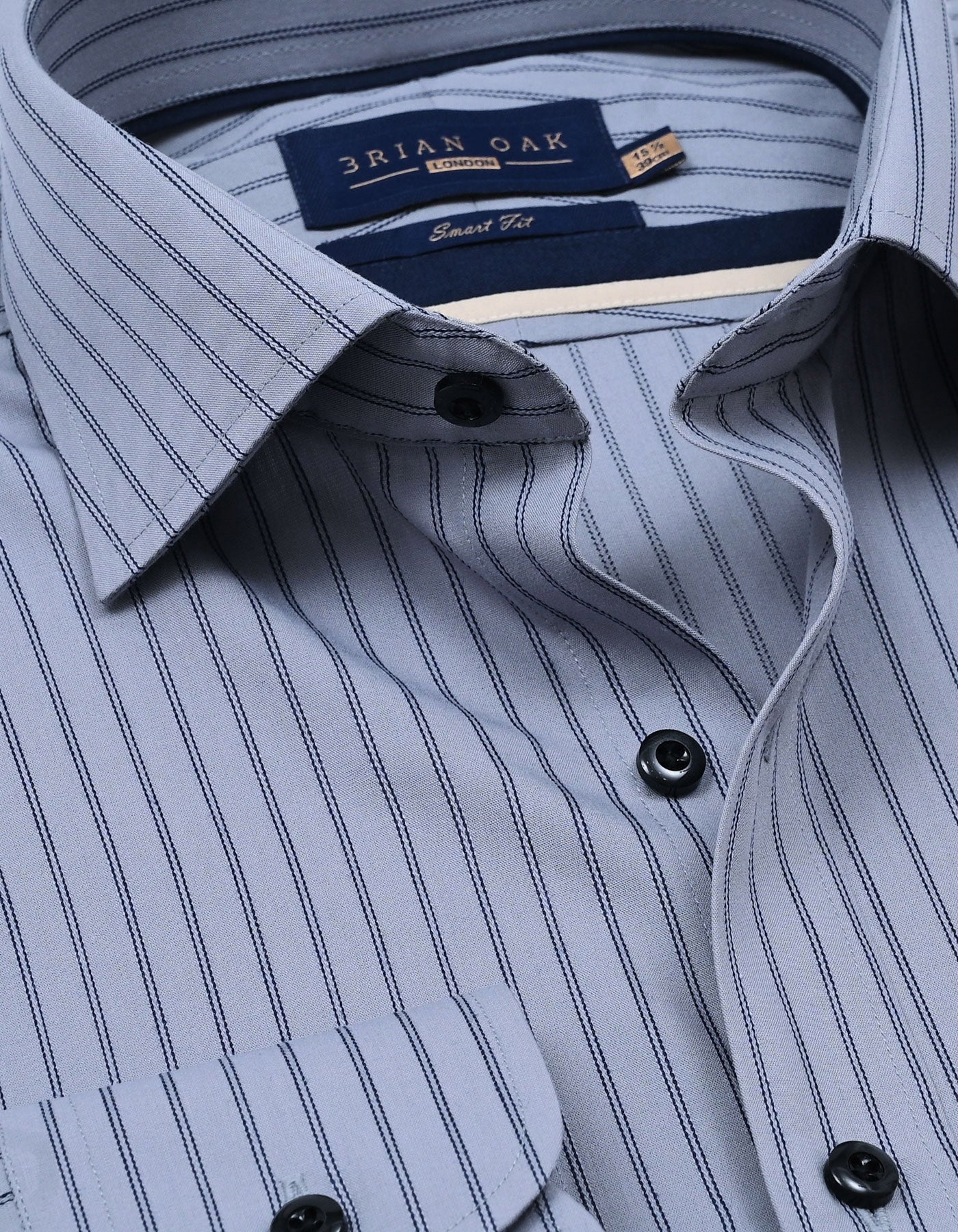 Navy Striped Grey Dress Shirt