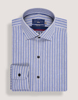Royal Blue Striped Grey Formal Shirt