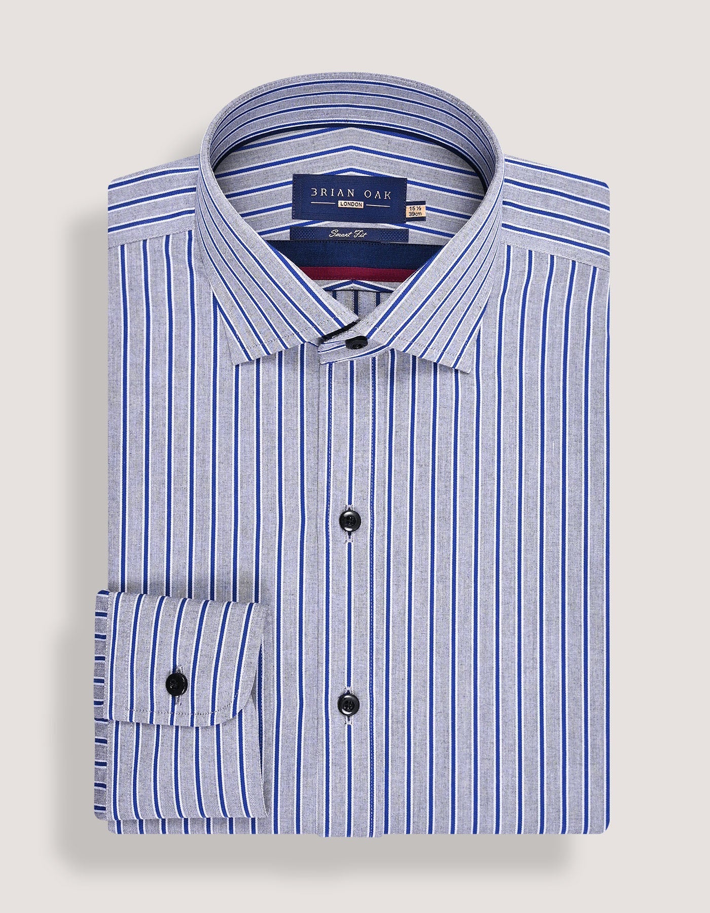 Royal Blue Striped Grey Formal Shirt