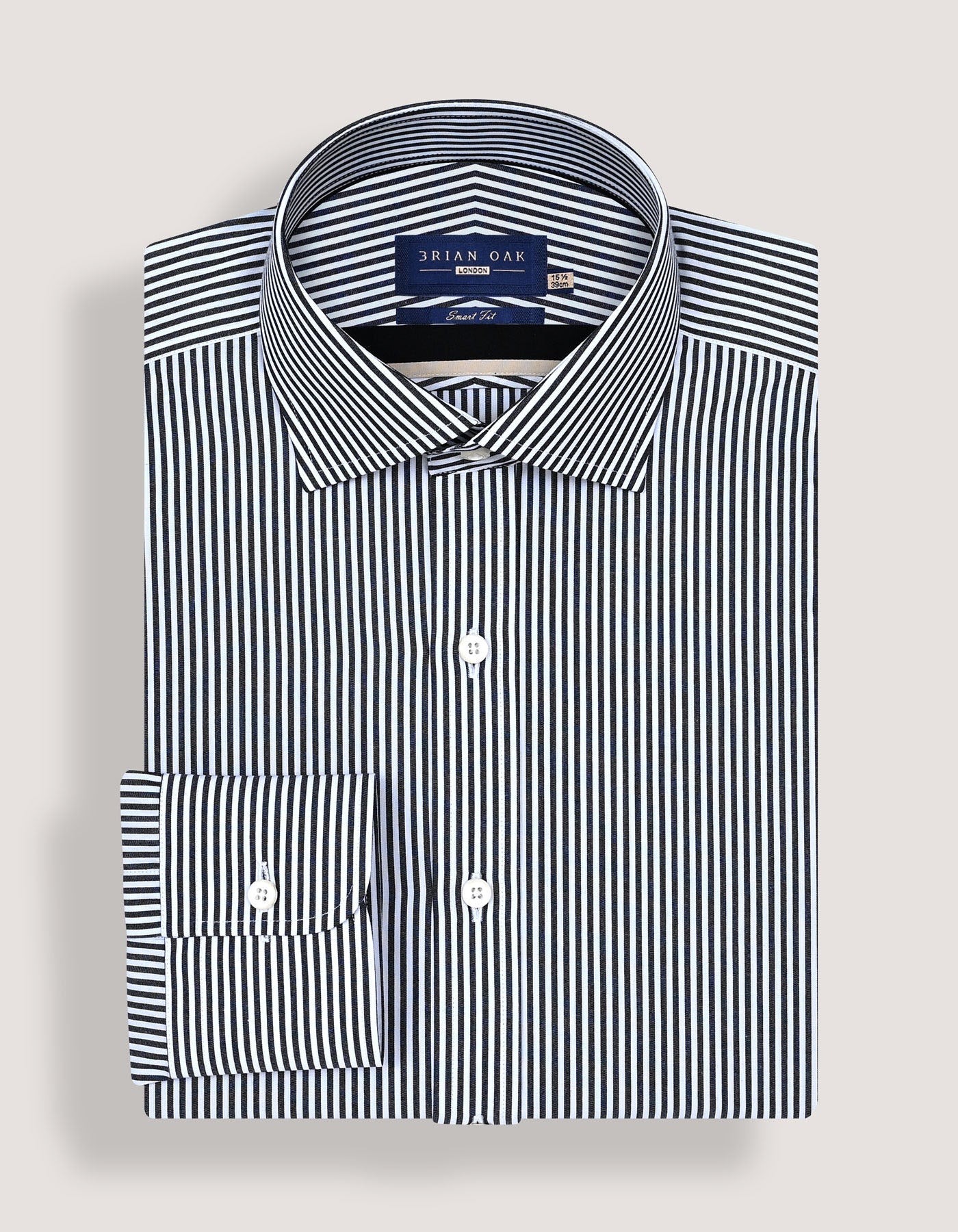 Black and White Striped Formal Shirt