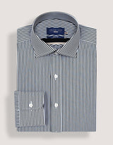 Black and White Striped Formal Shirt