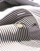 Brown and White Striped Formal Shirt