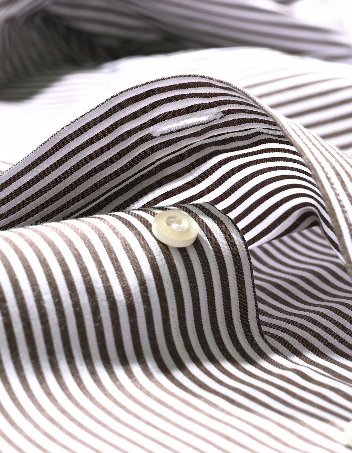 Brown and White Striped Formal Shirt