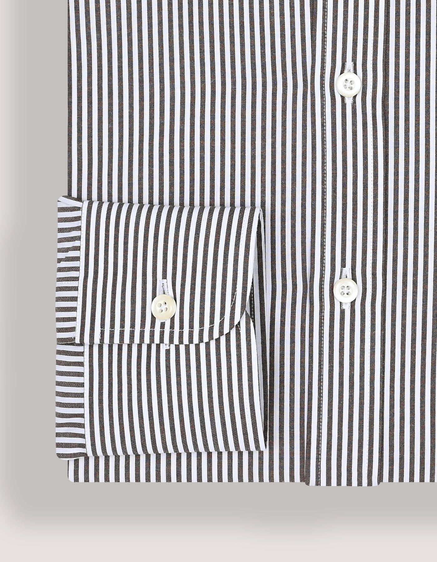 Brown and White Striped Formal Shirt