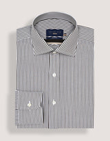 Brown and White Striped Formal Shirt