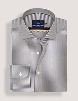 Brown and White Striped Formal Shirt