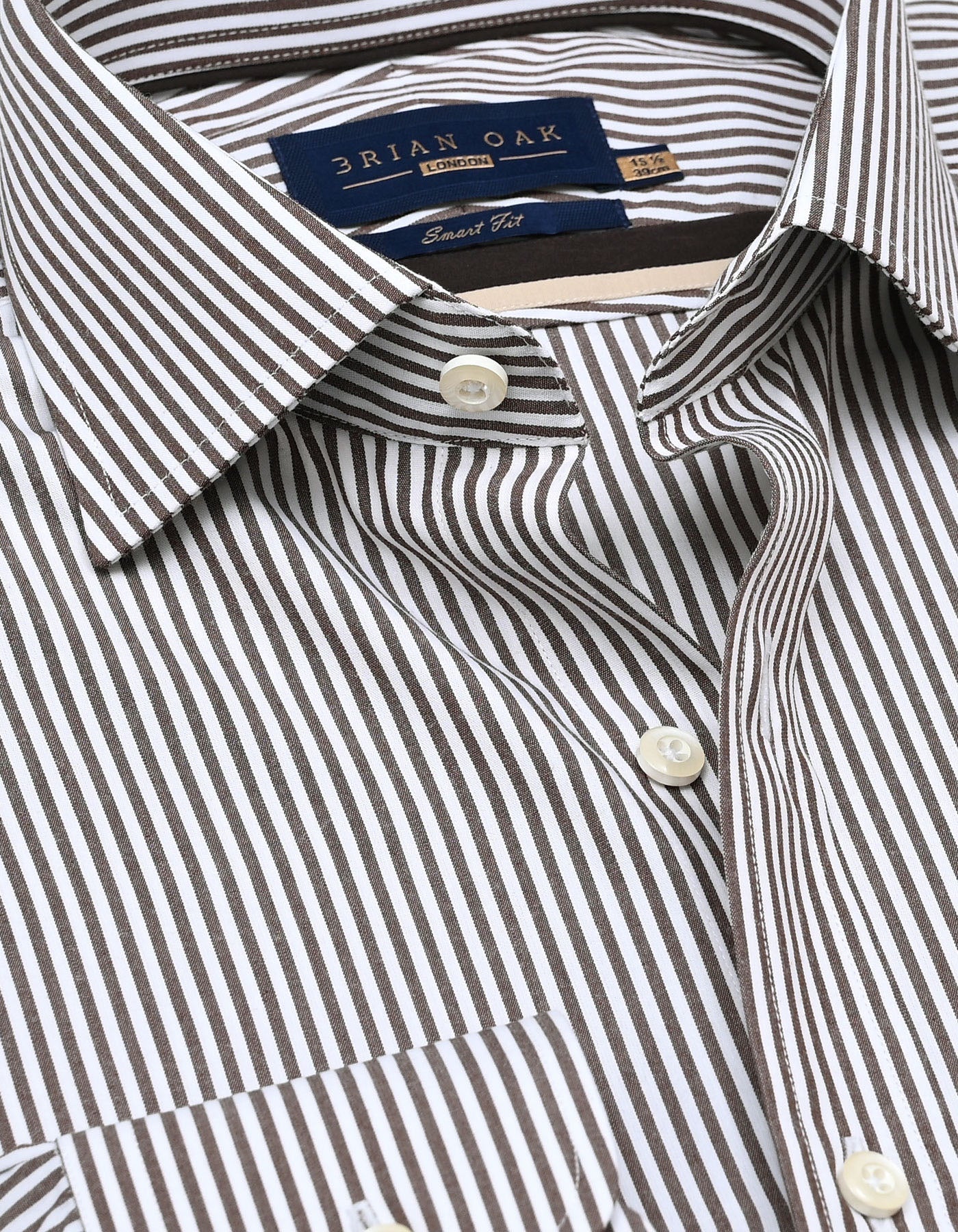 Brown and White Striped Formal Shirt
