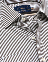 Brown and White Striped Formal Shirt
