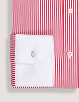 Red Striped Shirt with Contrast Collar & Cuffs