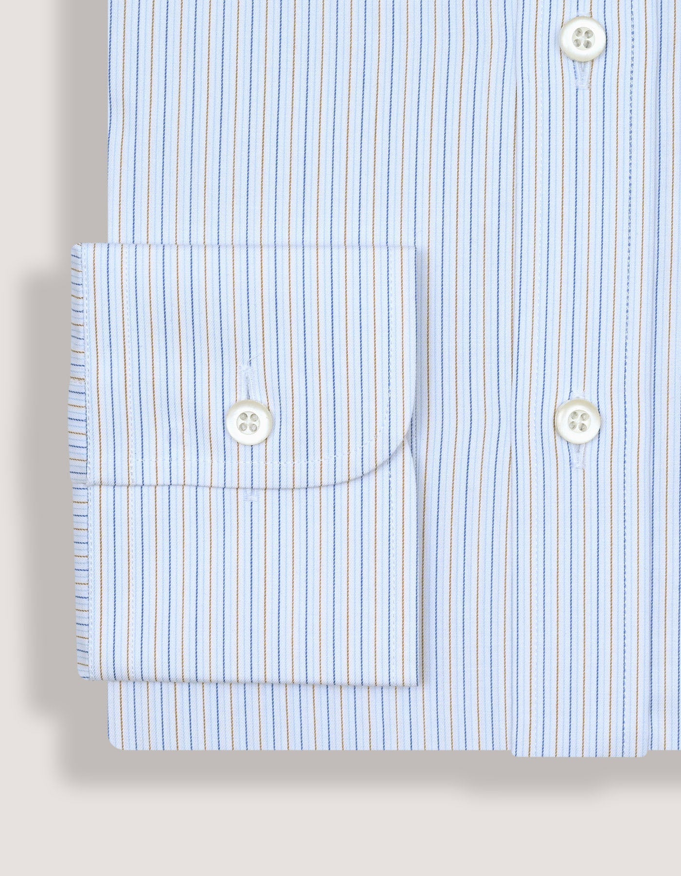 Striped Cotton Dress Shirt – Blue and Mustard