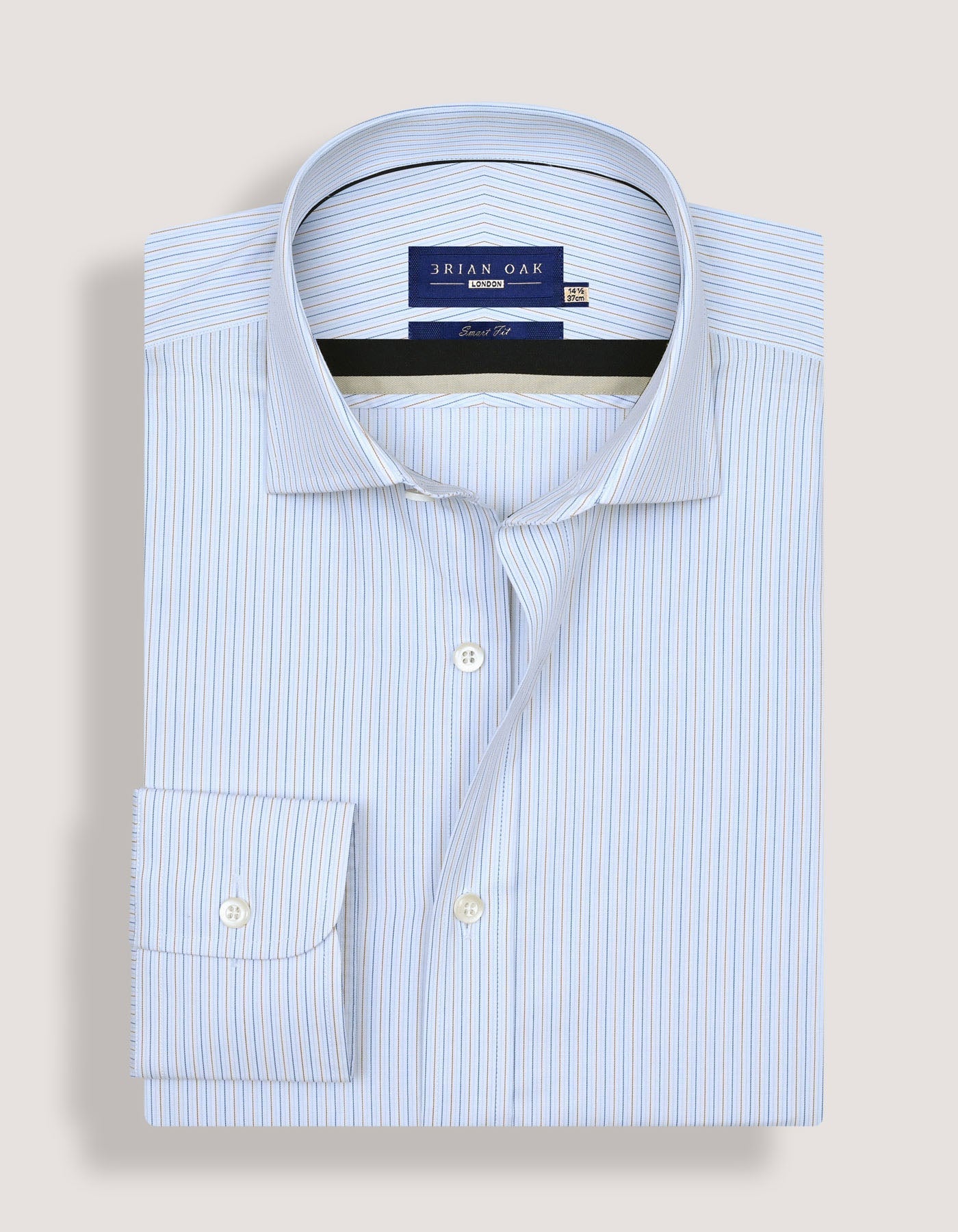 Striped Cotton Dress Shirt – Blue and Mustard