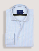 Striped Cotton Dress Shirt – Blue and Mustard