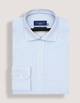 Striped Cotton Dress Shirt – Blue and Mustard