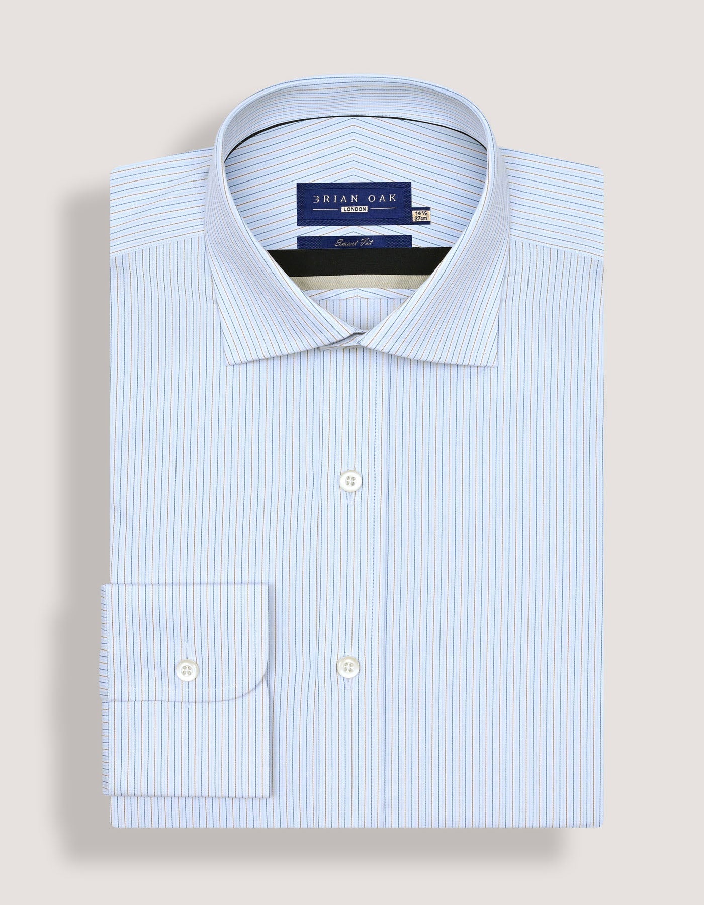 Striped Cotton Dress Shirt – Blue and Mustard