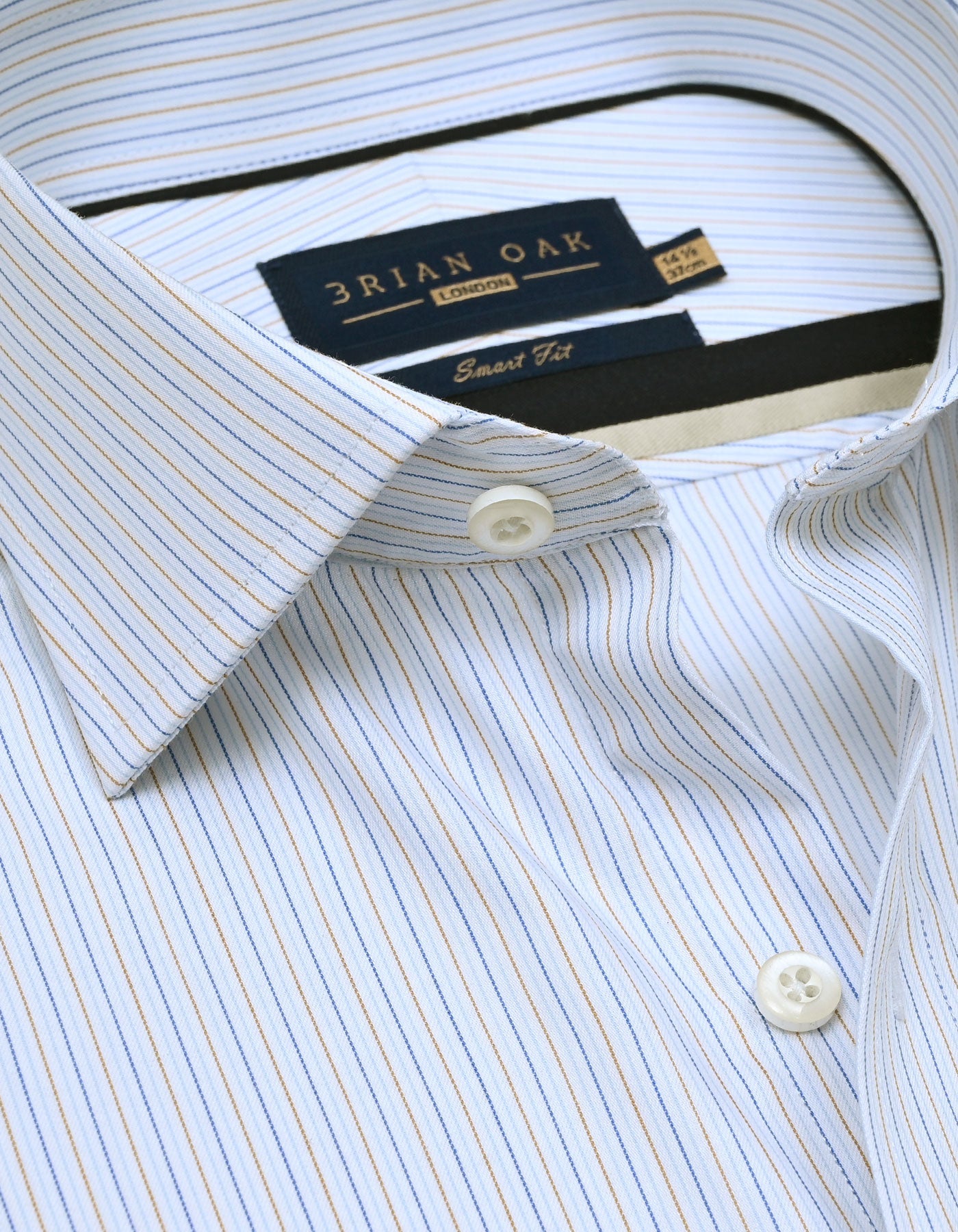 Striped Cotton Dress Shirt – Blue and Mustard