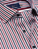 Maroon Striped Cotton Dress Shirt