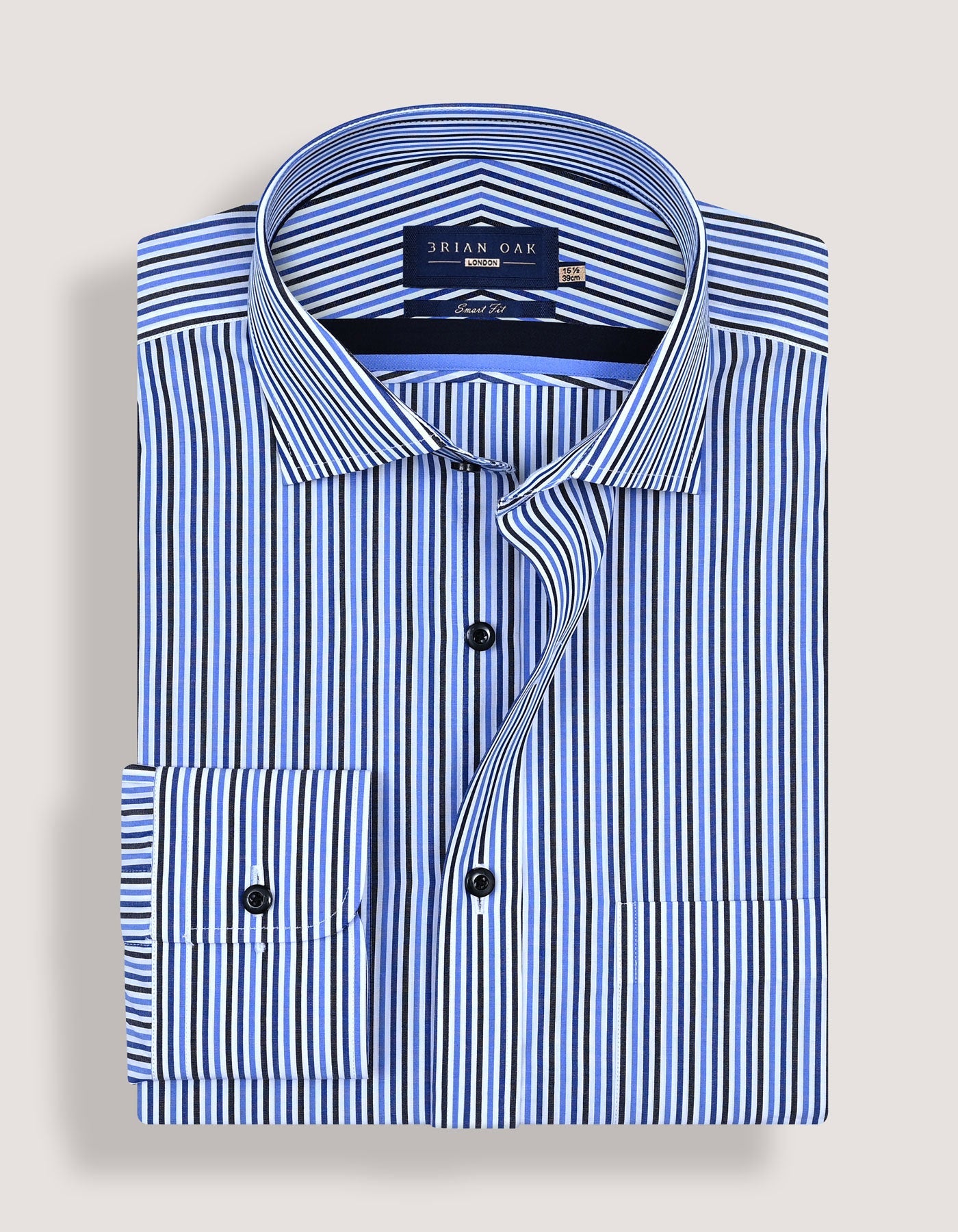 Royal Blue and Navy Striped Formal Shirt