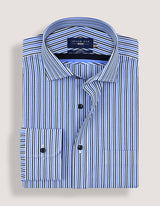 Royal Blue and Navy Striped Formal Shirt