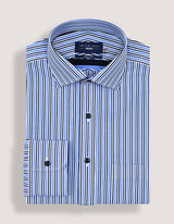 Royal Blue and Navy Striped Formal Shirt
