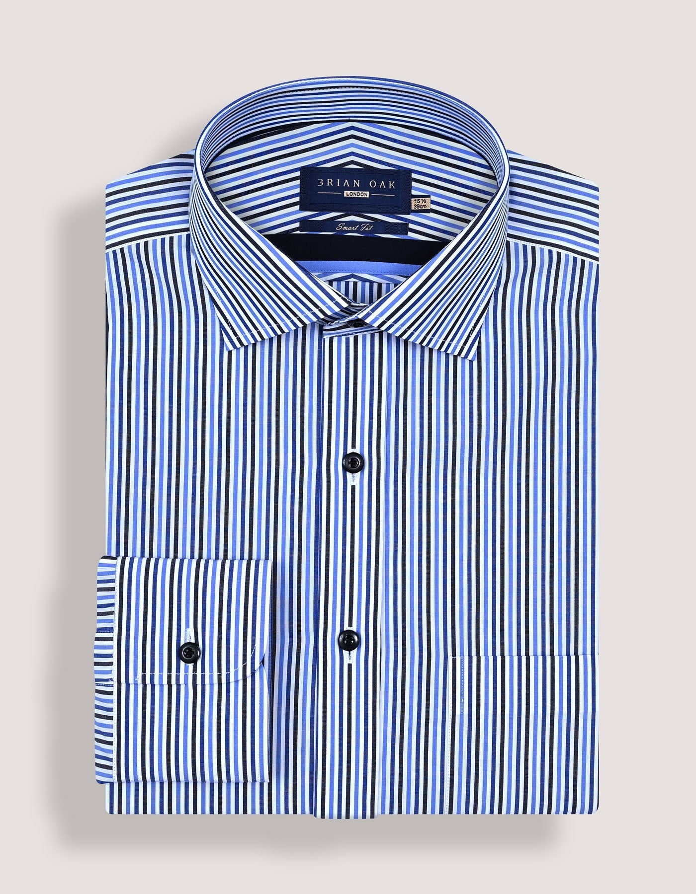 Royal Blue and Navy Striped Formal Shirt