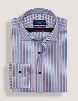 Maroon and White Striped Formal Shirt