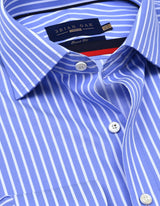 Sky Blue Striped Cotton Dress Shirt