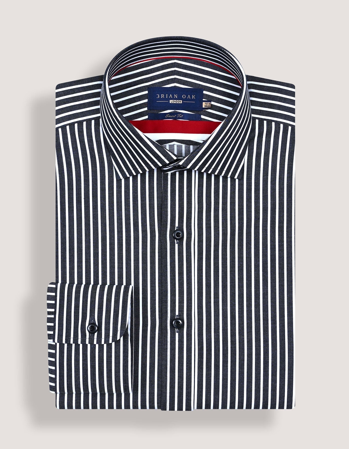 Black Striped Cotton Dress Shirt
