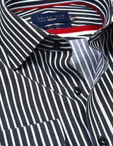 Black Striped Cotton Dress Shirt