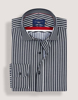 Black Striped Cotton Dress Shirt