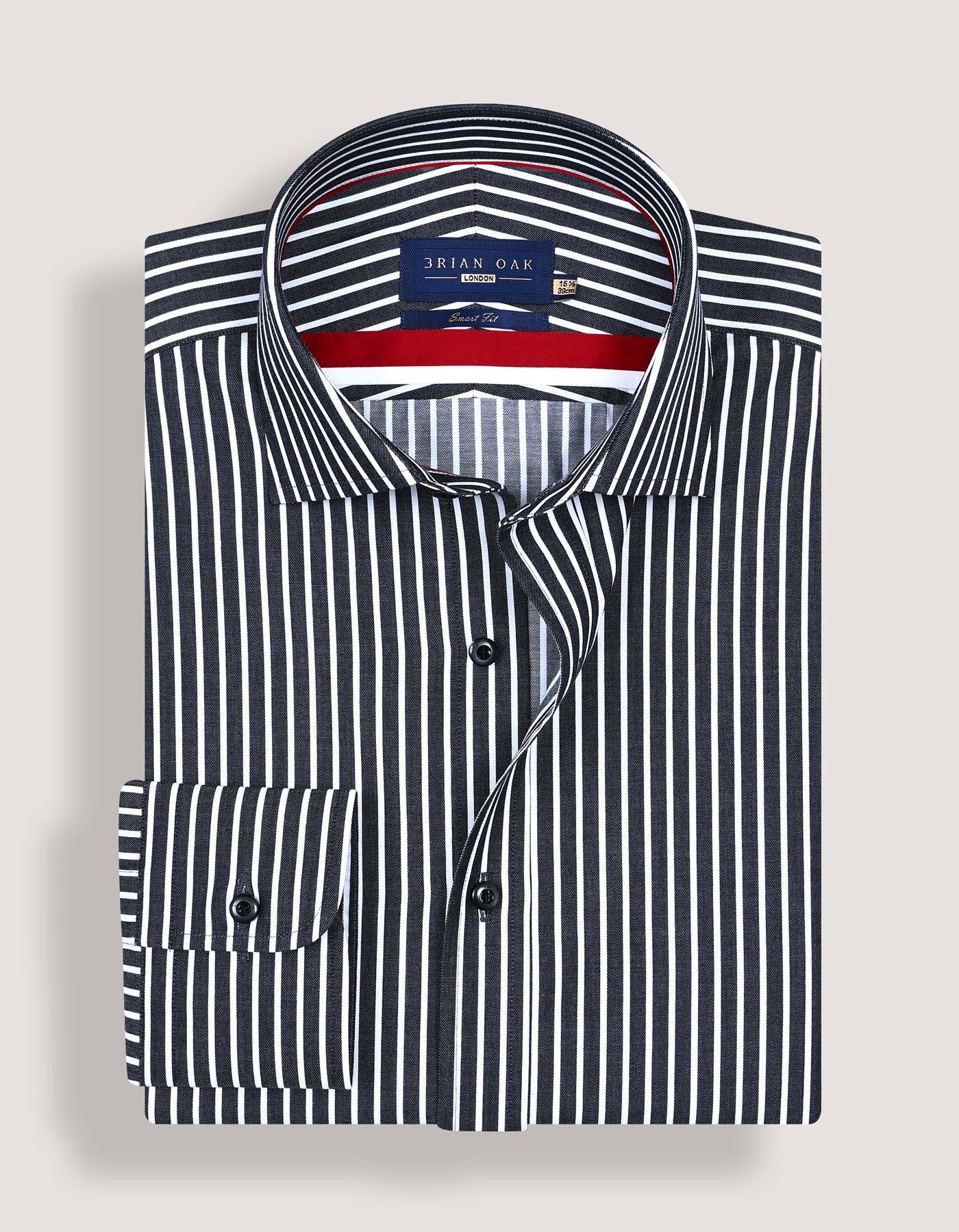 Black Striped Cotton Dress Shirt