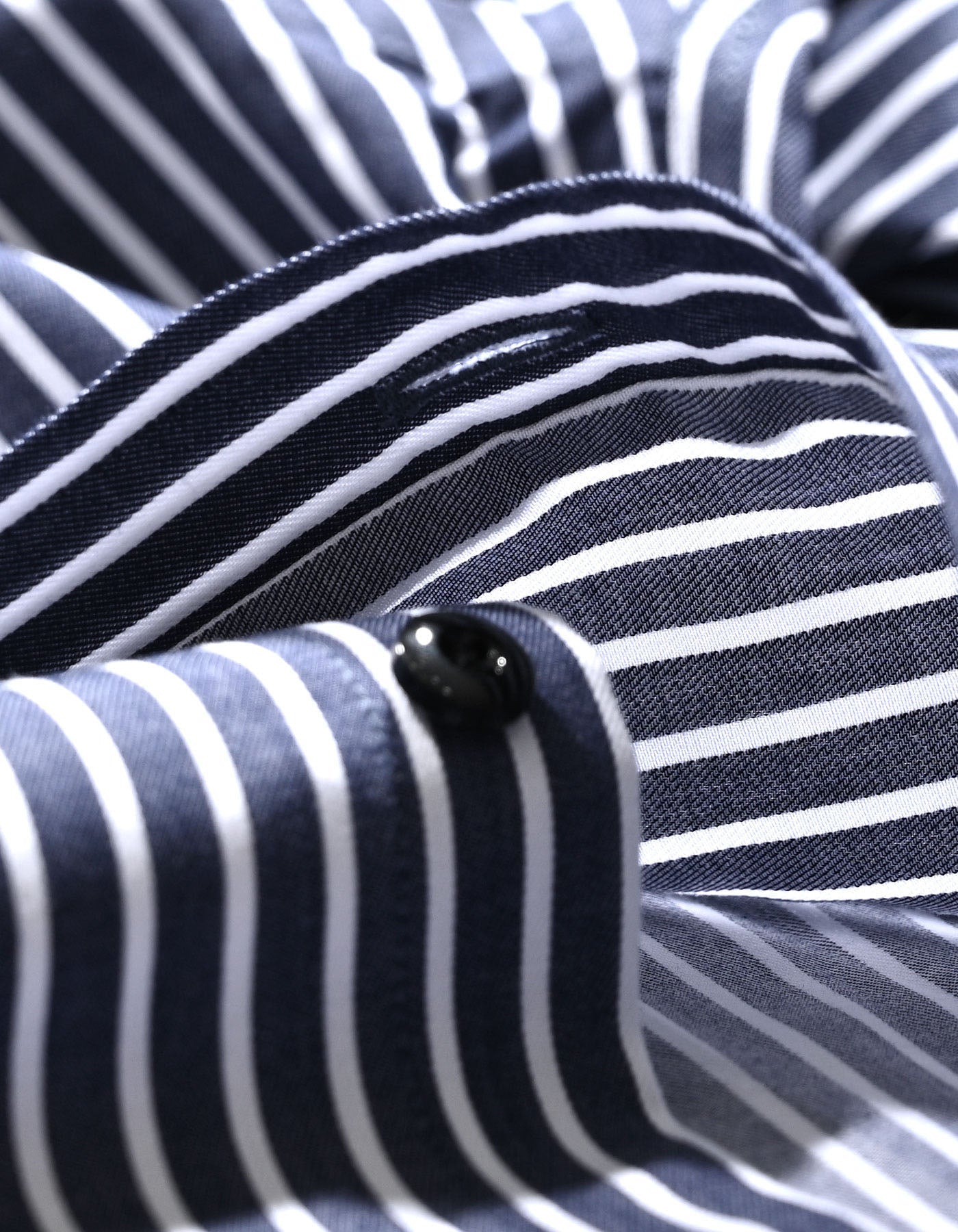 Navy Striped Cotton Dress Shirt