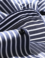 Navy Striped Cotton Dress Shirt