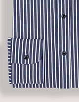 Navy Striped Cotton Dress Shirt