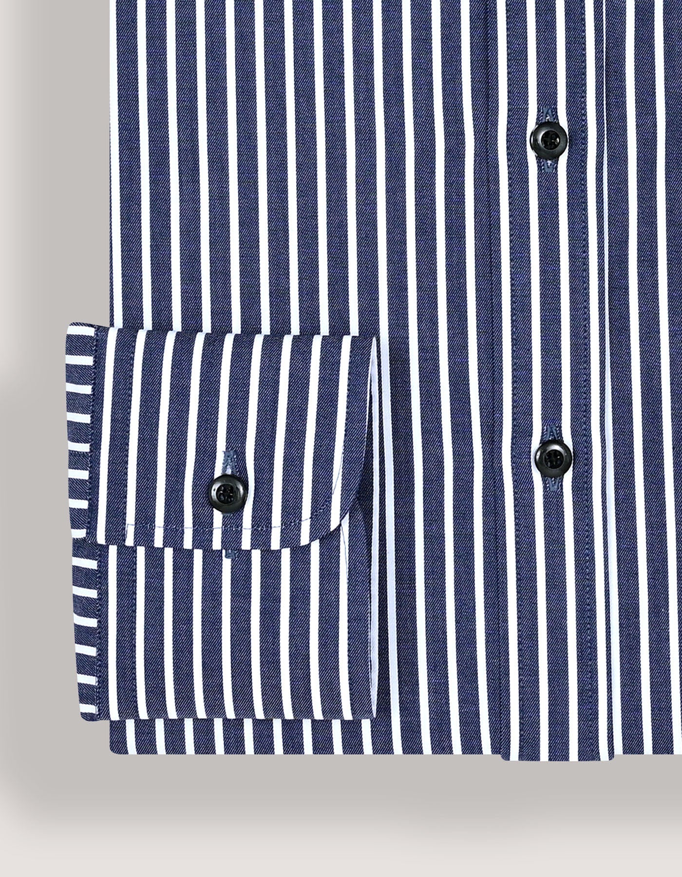 Navy Striped Cotton Dress Shirt