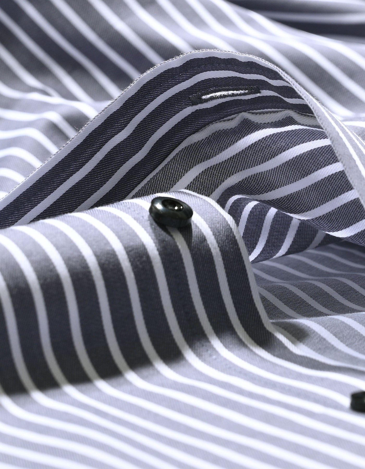 Men's Grey and White Striped Cotton Shirt