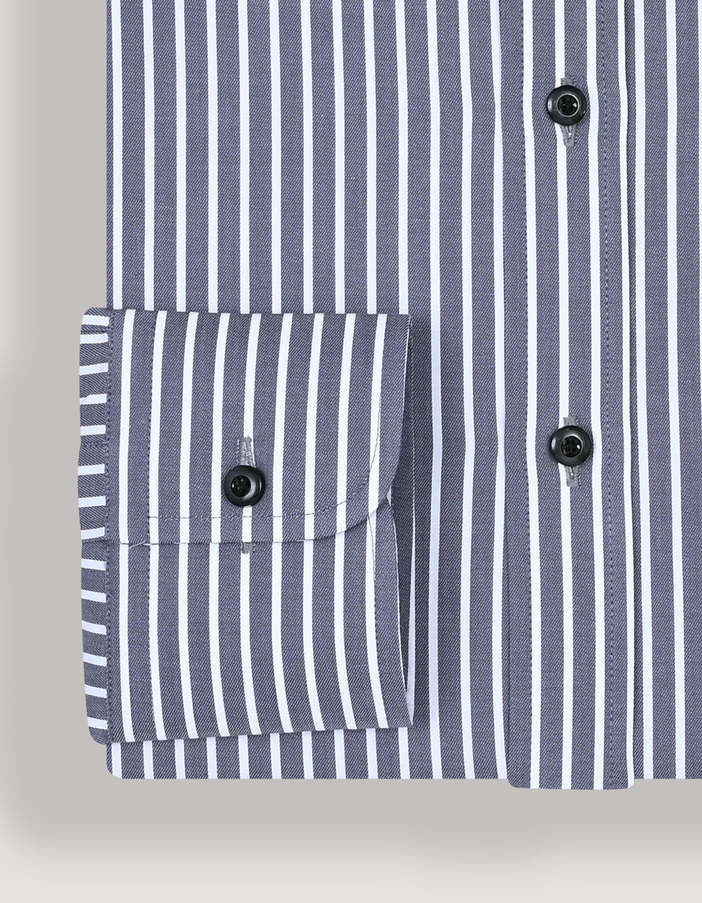 Men's Grey and White Striped Cotton Shirt