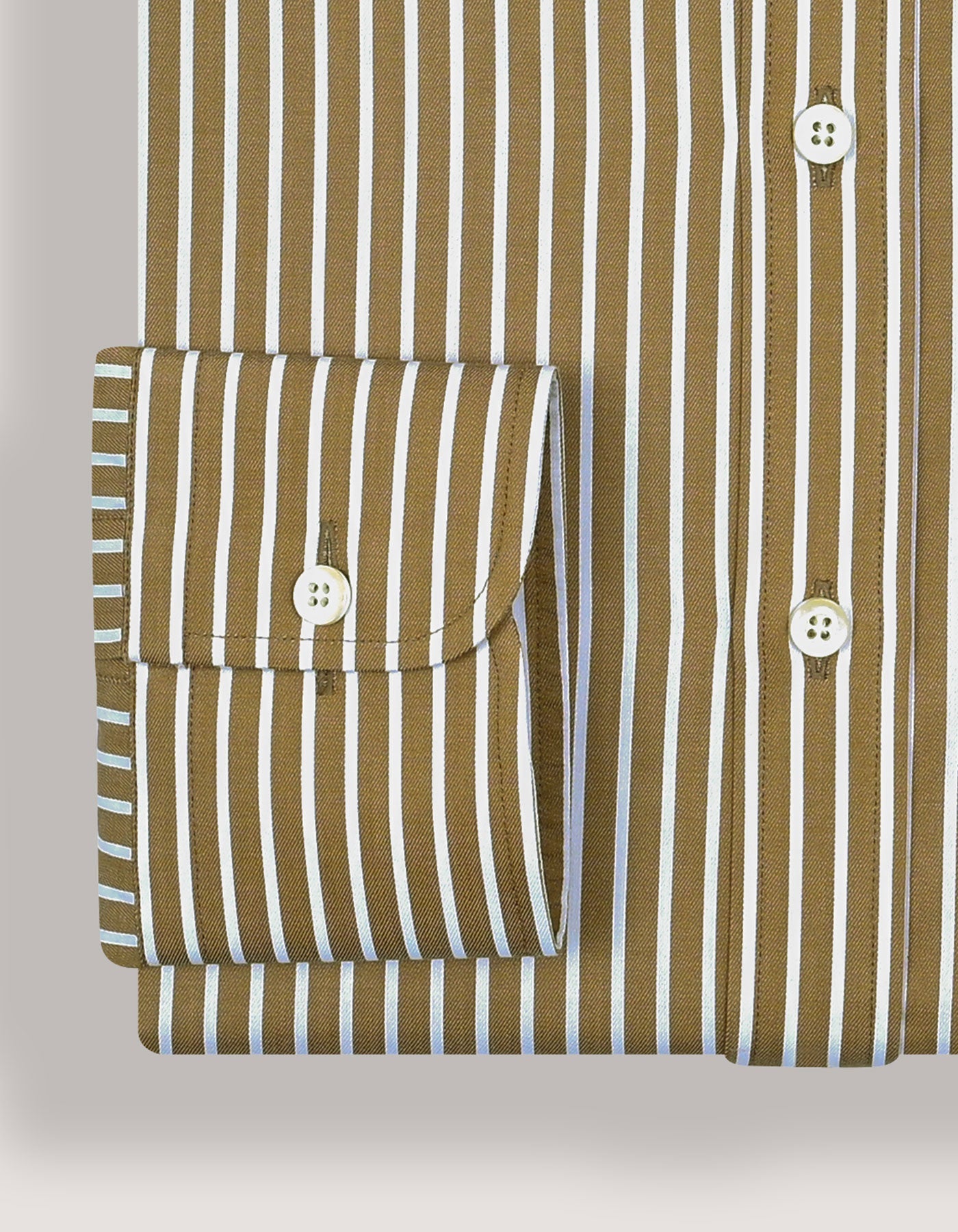 Beige Striped Cotton Dress Shirt