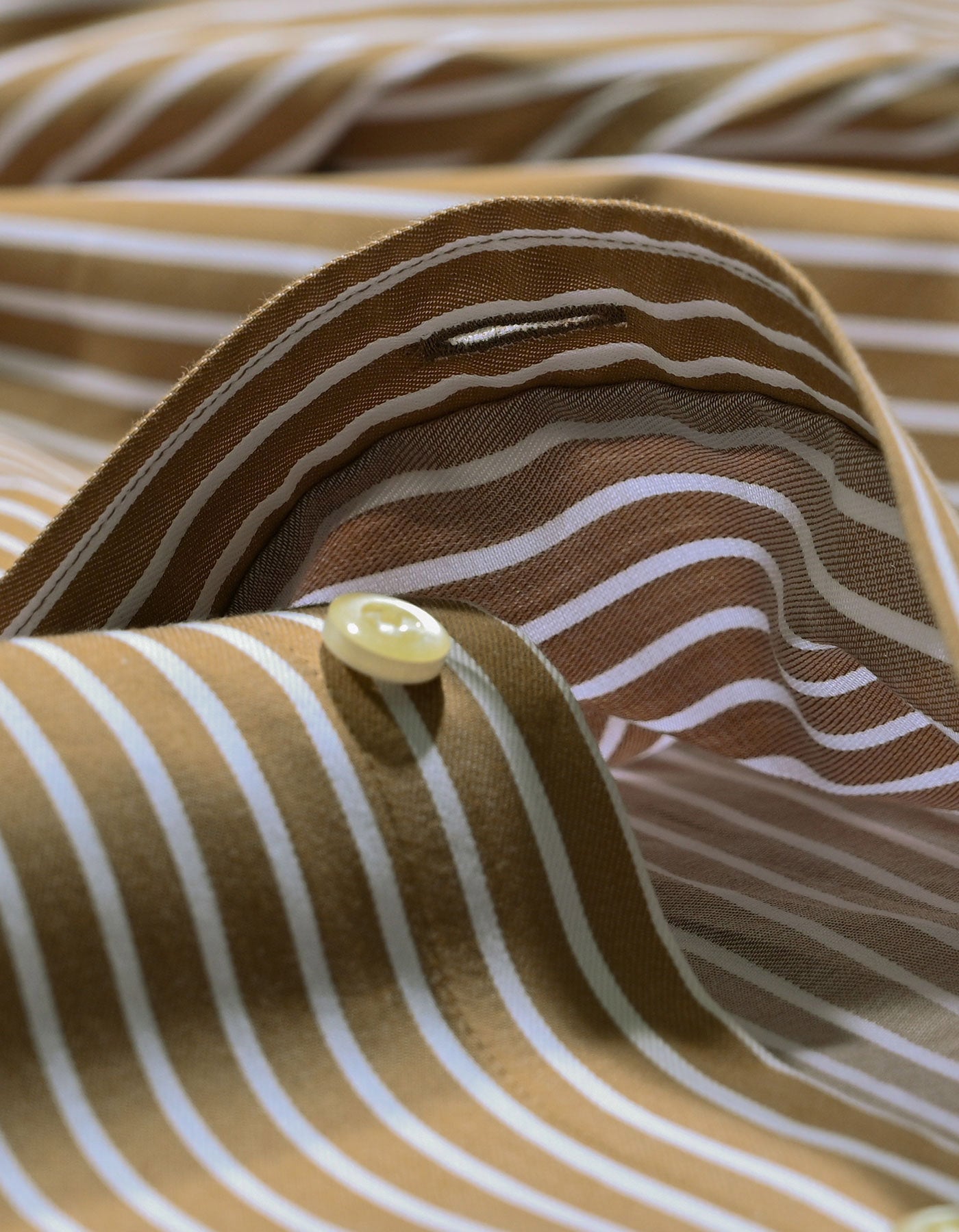Beige Striped Cotton Dress Shirt
