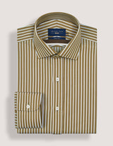 Beige Striped Cotton Dress Shirt