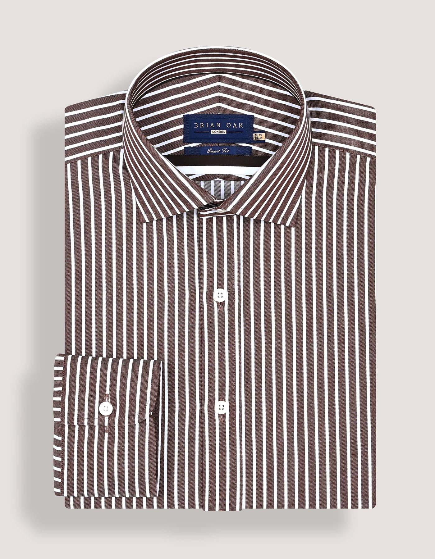 Smart Fit Brown Striped Shirt