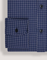 Smart Fit Navy Cotton Check Shirt