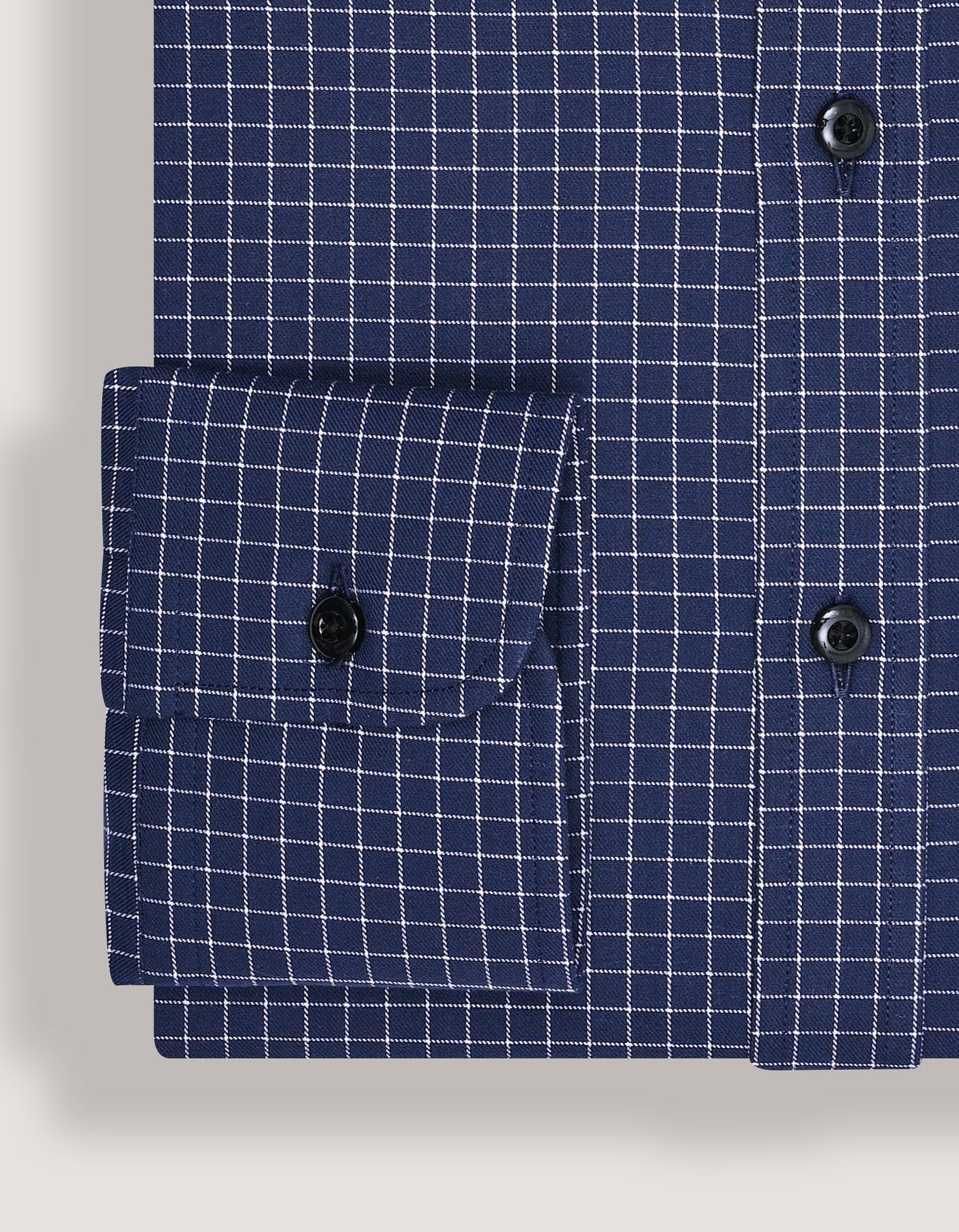 Smart Fit Navy Cotton Check Shirt