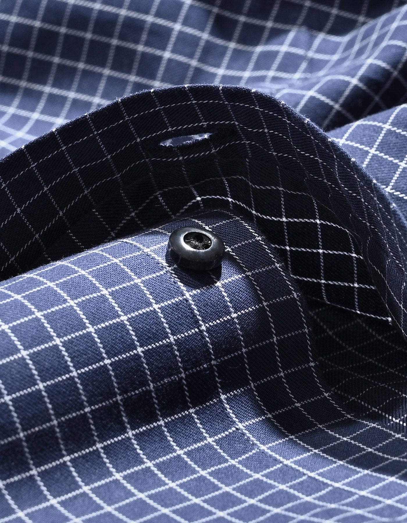 Smart Fit Navy Cotton Check Shirt